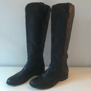 Black leather knee high boots